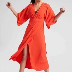Athleta Colistago Wrap Dress Orange Athleisure XS
